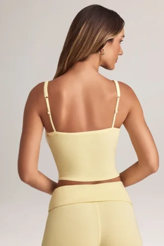 Top camisole Lai din modal cu gât pătrat, în nuanța Lemon Sherbet