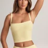 Top camisole Lai din modal cu gât pătrat, în nuanța Lemon Sherbet Top camisole Lai din modal cu gât pătrat, în nuanța Lemon Sherbet