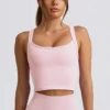 Top camisole lung fără cusături Super Sculpt în roz pudră Top camisole lung fără cusături Super Sculpt în roz pudră
