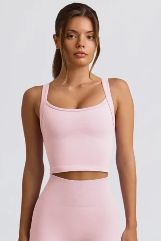 Top camisole lung fără cusături Super Sculpt în roz pudră