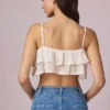 Top camisole scurt cu volane Lacie, de culoare ivoriu