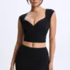 Top Cora din modal cu mâneci scurte și volane, negru Top Cora din modal cu mâneci scurte și volane, negru