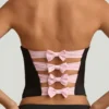 Top corset Audrina cu decupaje și detaliu fundă, negru Top corset Audrina cu decupaje și detaliu fundă, negru