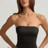 Top corset Audrina cu decupaje și detaliu fundă, negru Top corset Audrina cu decupaje și detaliu fundă, negru