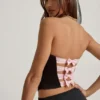 Top corset Audrina cu decupaje și detaliu fundă, negru Top corset Audrina cu decupaje și detaliu fundă, negru