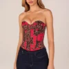Top corset bandeau cu șireturi, imprimeu leopard roz Top corset bandeau cu șireturi, imprimeu leopard roz