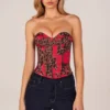 Top corset bandeau cu șireturi, imprimeu leopard roz Top corset bandeau cu șireturi, imprimeu leopard roz