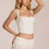 Top corset cu balene și decolteu rotund din dantelă Cherith, culoare ivoriu Top corset cu balene și decolteu rotund din dantelă Cherith, culoare ivoriu