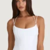 Top corset cu bretele și gât halter Elba, alb Top corset cu bretele și gât halter Elba, alb