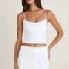Top corset cu bretele și gât halter Elba, alb Top corset cu bretele și gât halter Elba, alb