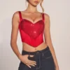 Top corset cu decolteu în formă de inimă și șireturi Allure, în culoarea roșu trandafir Top corset cu decolteu în formă de inimă și șireturi Allure, în culoarea roșu trandafir