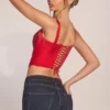 Top corset cu decolteu în formă de inimă și șireturi Allure, în culoarea roșu trandafir Top corset cu decolteu în formă de inimă și șireturi Allure, în culoarea roșu trandafir