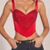 Top corset cu decolteu în formă de inimă și șireturi Allure, în culoarea roșu trandafir Top corset cu decolteu în formă de inimă și șireturi Allure, în culoarea roșu trandafir
