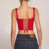 Top corset cu decolteu în formă de inimă și șireturi Allure, în culoarea roșu trandafir Top corset cu decolteu în formă de inimă și șireturi Allure, în culoarea roșu trandafir