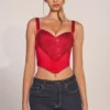 Top corset cu decolteu în formă de inimă și șireturi Allure, în culoarea roșu trandafir Top corset cu decolteu în formă de inimă și șireturi Allure, în culoarea roșu trandafir