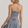 Top corset cu gât în V Lotta, albastru deschis Top corset cu gât în V Lotta, albastru deschis