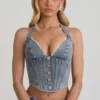 Top corset cu gât în V Lotta, albastru deschis Top corset cu gât în V Lotta, albastru deschis