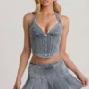 Top corset cu gât în V Lotta, albastru deschis Top corset cu gât în V Lotta, albastru deschis
