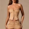 Top corset cu șireturi Ailoria  în culoarea Tan
