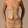 Top corset cu șireturi Ailoria  în culoarea Tan