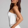 Top corset cu șireturi Araminta în alb Top corset cu șireturi Araminta în alb