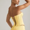 Top corset cu șireturi Araminta în galben pastel Top corset cu șireturi Araminta în galben pastel
