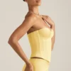 Top corset cu șireturi Araminta în galben pastel Top corset cu șireturi Araminta în galben pastel