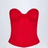 Top corset cu șireturi Araminta în roșu aprins