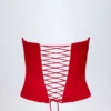 Top corset cu șireturi Araminta în roșu aprins