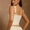 Top corset cu șireturi Hannie, culoare ivoriu