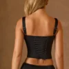 Top corset cu șireturi Hannie în negru Top corset cu șireturi Hannie în negru
