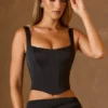 Top corset cu șireturi Hannie în negru Top corset cu șireturi Hannie în negru
