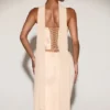 Top corset cu șireturi și ornamente Junelle, cu eșarfă, în culoarea auriu Top corset cu șireturi și ornamente Junelle, cu eșarfă, în culoarea auriu