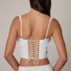 Top corset cu șireturi și ornamente Letitia, alb Top corset cu șireturi și ornamente Letitia, alb