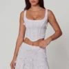 Top corset cu șireturi și ornamente Letitia, alb Top corset cu șireturi și ornamente Letitia, alb