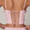 Top corset cu șireturi și ornamente Letitia, roz pal Top corset cu șireturi și ornamente Letitia, roz pal
