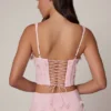 Top corset cu șireturi și ornamente Letitia, roz pal Top corset cu șireturi și ornamente Letitia, roz pal