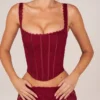 Top corset cu șireturi Jemara în roșu cireș Top corset cu șireturi Jemara în roșu cireș