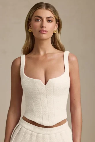 Top corset cu șireturi Nami, culoare ivoriu
