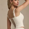 Top corset cu șireturi Nami, culoare ivoriu
