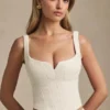 Top corset cu șireturi Nami, culoare ivoriu
