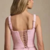 Top corset cu șireturi Nami în roz pal Top corset cu șireturi Nami în roz pal