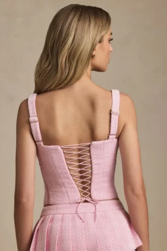 Top corset cu șireturi Nami în roz pal