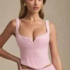 Top corset cu șireturi Nami în roz pal Top corset cu șireturi Nami în roz pal