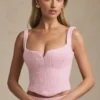 Top corset cu șireturi Nami în roz pal Top corset cu șireturi Nami în roz pal