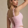 Top corset cu șireturi Nami în roz pal Top corset cu șireturi Nami în roz pal