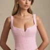 Top corset cu șireturi Nami în roz pal Top corset cu șireturi Nami în roz pal