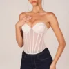 Top corset cu șireturi Zoa Bandeau în culoarea Ivory Top corset cu șireturi Zoa Bandeau în culoarea Ivory