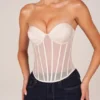 Top corset cu șireturi Zoa Bandeau în culoarea Ivory Top corset cu șireturi Zoa Bandeau în culoarea Ivory