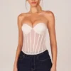 Top corset cu șireturi Zoa Bandeau în culoarea Ivory Top corset cu șireturi Zoa Bandeau în culoarea Ivory